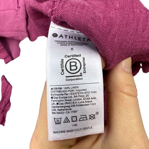 Athleta Retreat Linen Pant size 6 Coffeeberry Pink Jogger Pockets - Picture 7 of 7